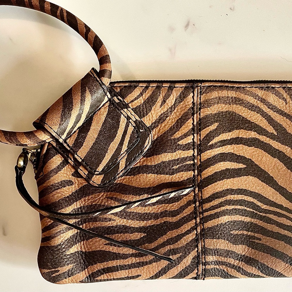 HOBO Sable Zebra Stripe Leather Wristlet Clutch